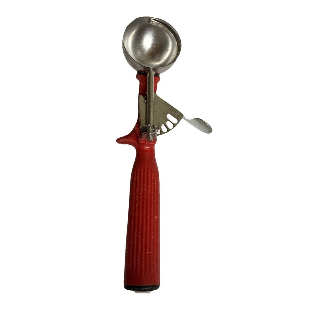 Vollrath Scoop #24 Red 1 1/3 oz Thumb Press Disher‎ Ice Cream Scoop USA Vintage
